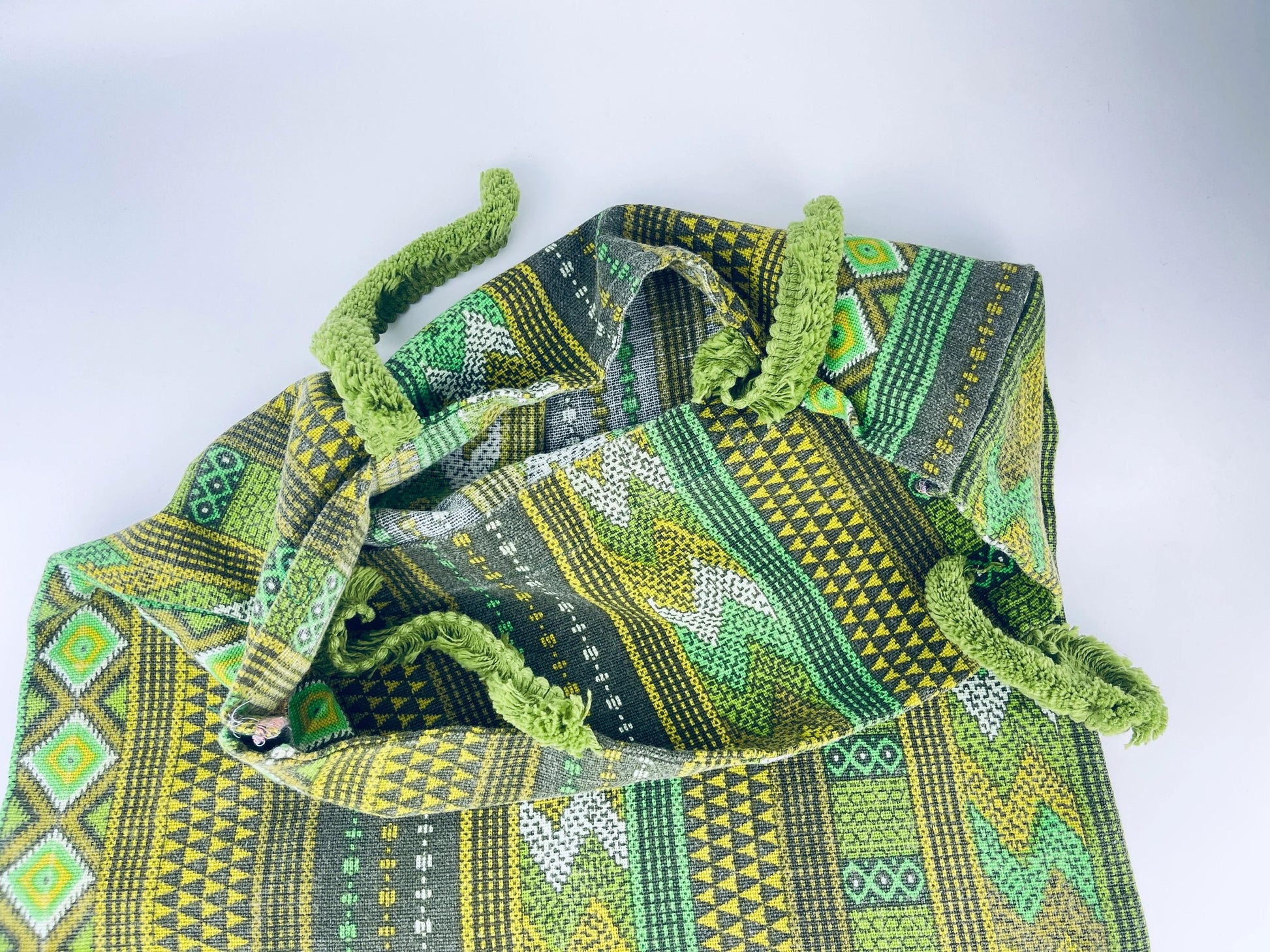 Product image for 'vintage handmade green yellow geometric print square accent pillow cover 18 x 18 sold separately' (view 370871)