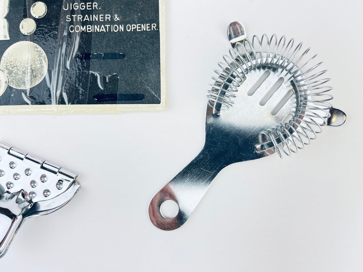 Product image for 'vintage barware utensil set set of five 5 made in japan jigger strainer combination opener' (view 8dd109)
