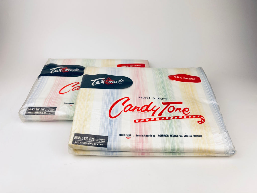 Product image for 'vintage tex made twin double candy tone striped pastel colour flat sheet made in canada sold separately' (view 83d17b)