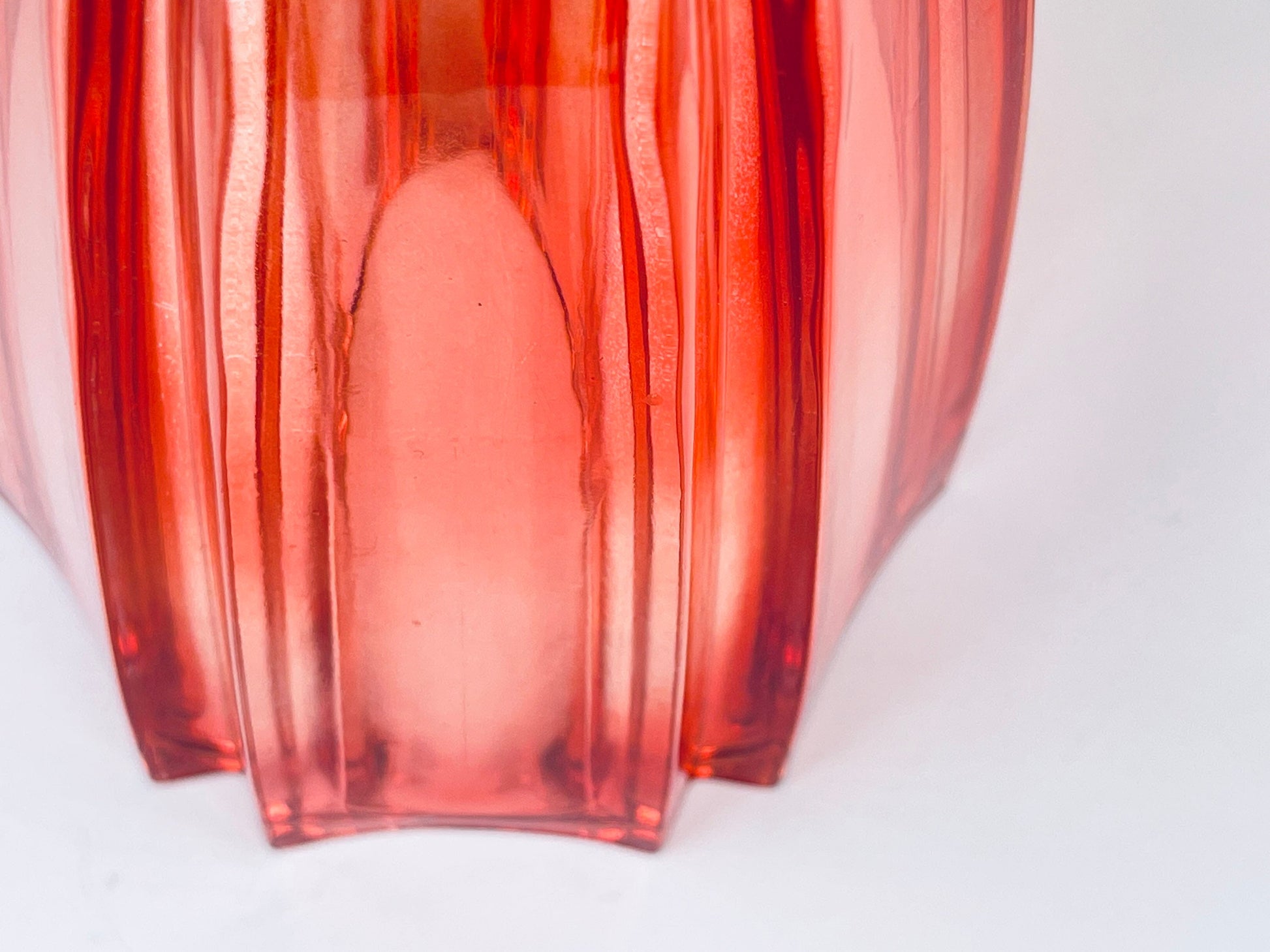 Product image for 'vintage cranberry red heavy glass vase ridged line exterior' (view 9c13bd)