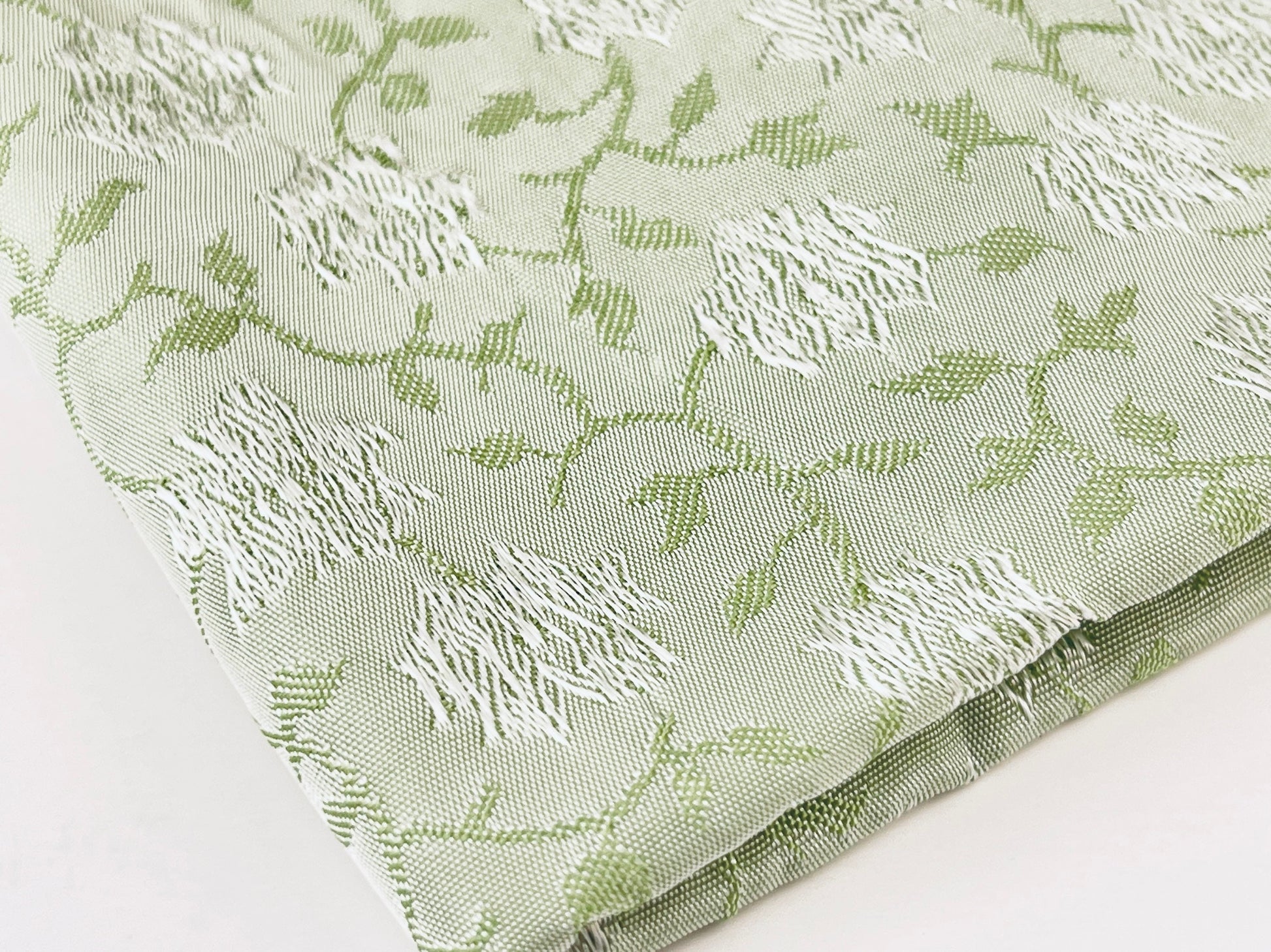 Product image for 'vintage charmeuse brocade green floral fabric 30 x 41' (view 04e906)