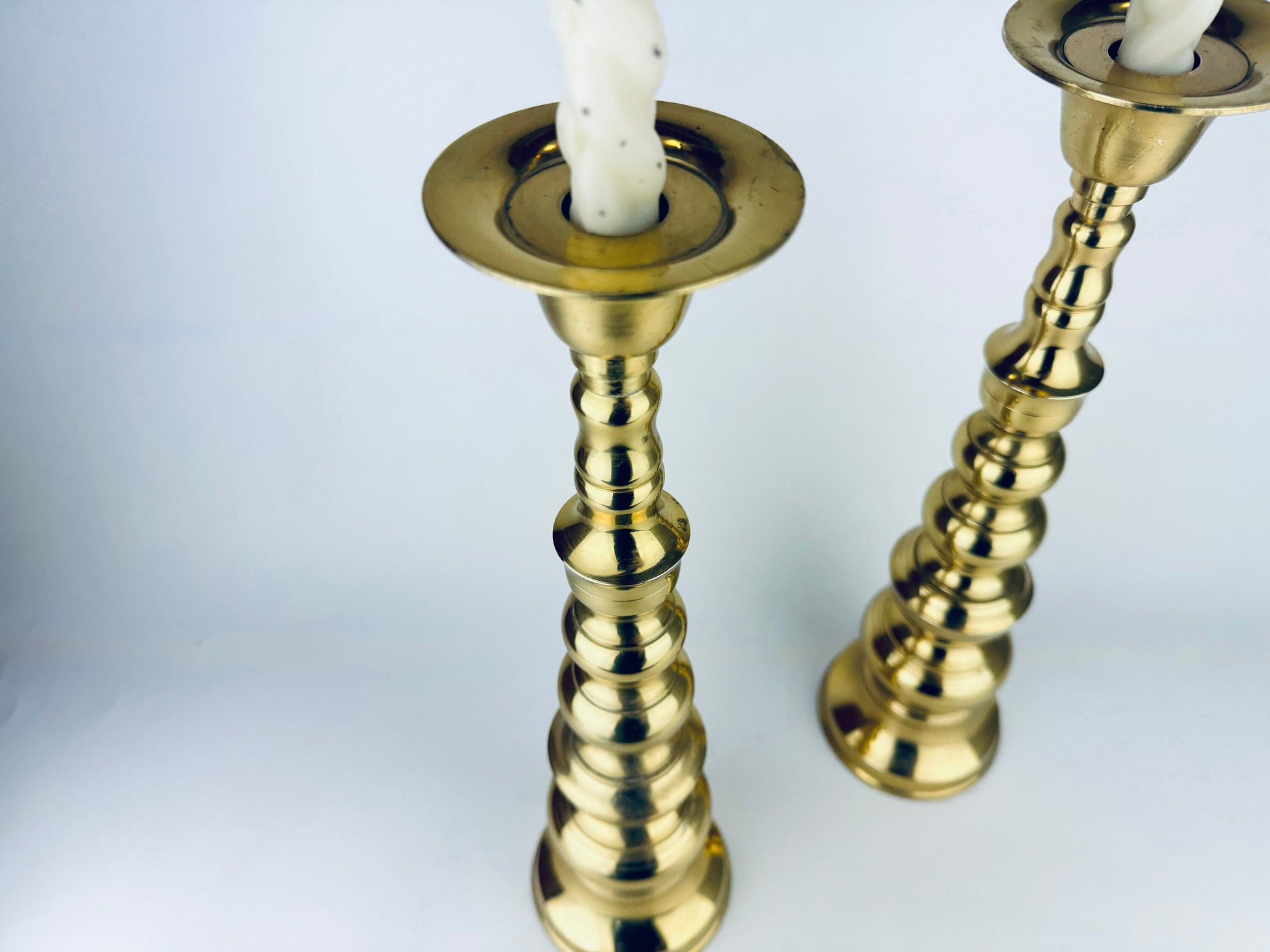 Product image for 'vintage tall 14 solid cast brass tapered curvy candle stick holders set of two 2' (view 663157)