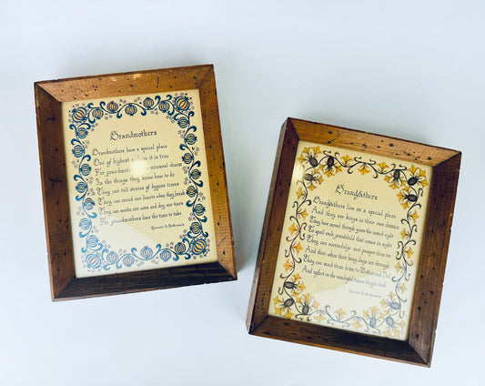 Product image for 'vintage grandmother grandfather rustic brown carved wood glass wall mount decor set grandparent gift hariette b mccormick poem' (view 3a64ac)