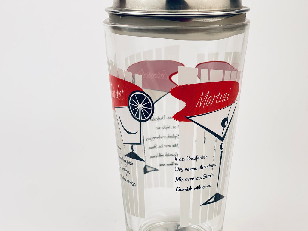 Product image for 'vintage libbey glass chrome metal cocktail shaker vintage cocktail recipes' (view ee81fc)