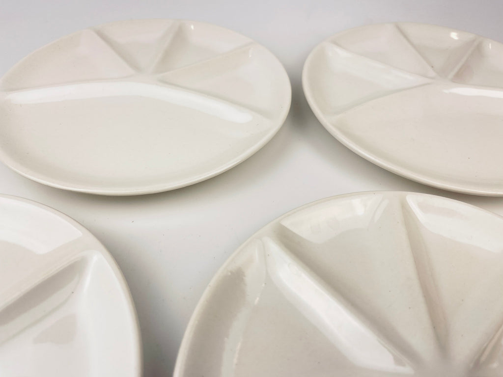 Product image for 'vintage 1970s white glazed ceramic fondue sushi plates set of 4' (view cfc81d)