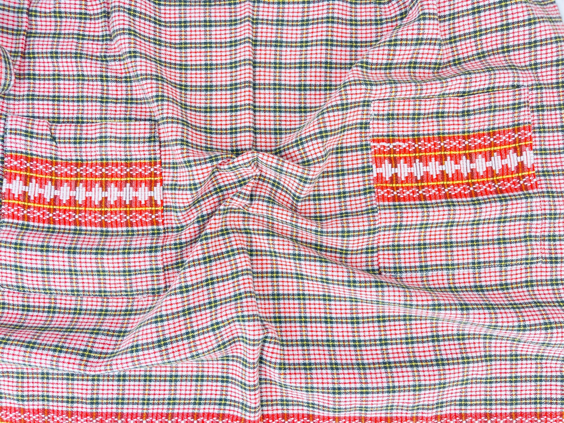 Product image for 'vintage red white plaid dual pocket waist apron' (view efd228)