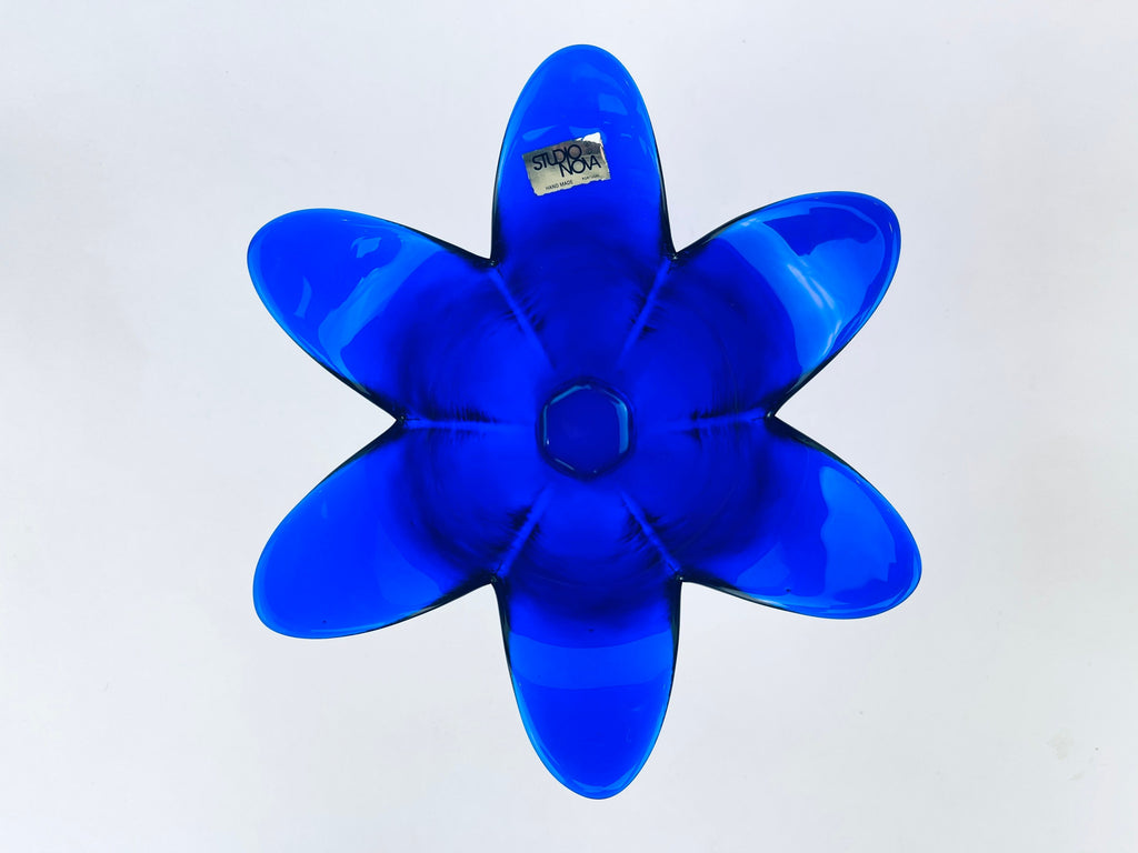 Product image for 'vintage cobalt blue glass floral votive candle holders studio nova handmade in portugal' (view 459b49)