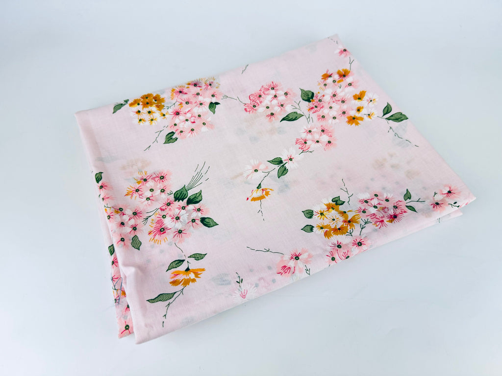 Product image for 'vintage light pink floral semi sheer cotton fabric 44 x 74' (view c14407)