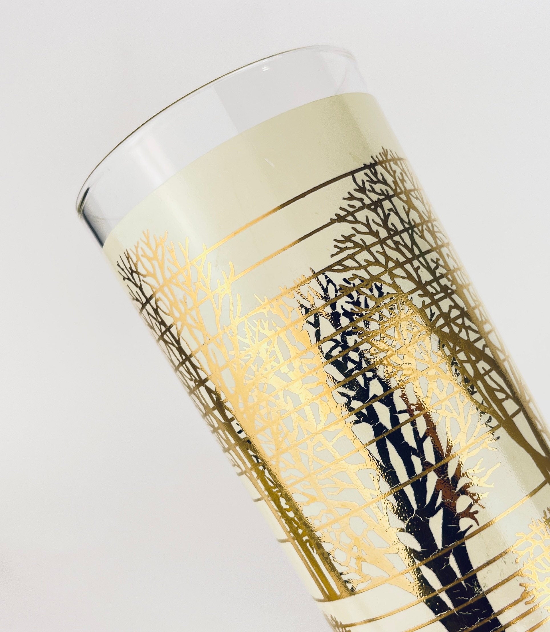 Product image for 'vintage beige gold tree water glasses set of four 4' (view e7435d)