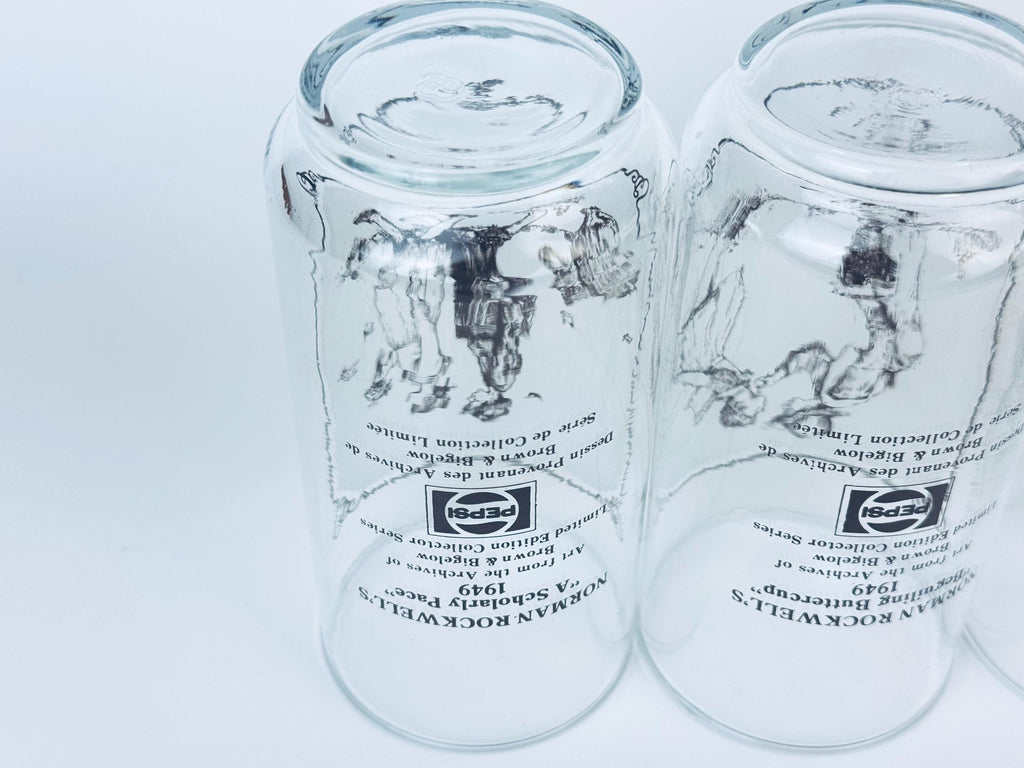 Product image for 'vintage norman rockwell pepsi glass water tumbler glasses set of four 4 limited edition collector series' (view b2ab61)
