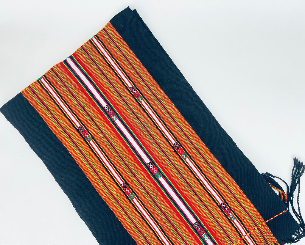 Product image for 'vintage 70s rectangular striped fringe table runner' (view b5bde9)