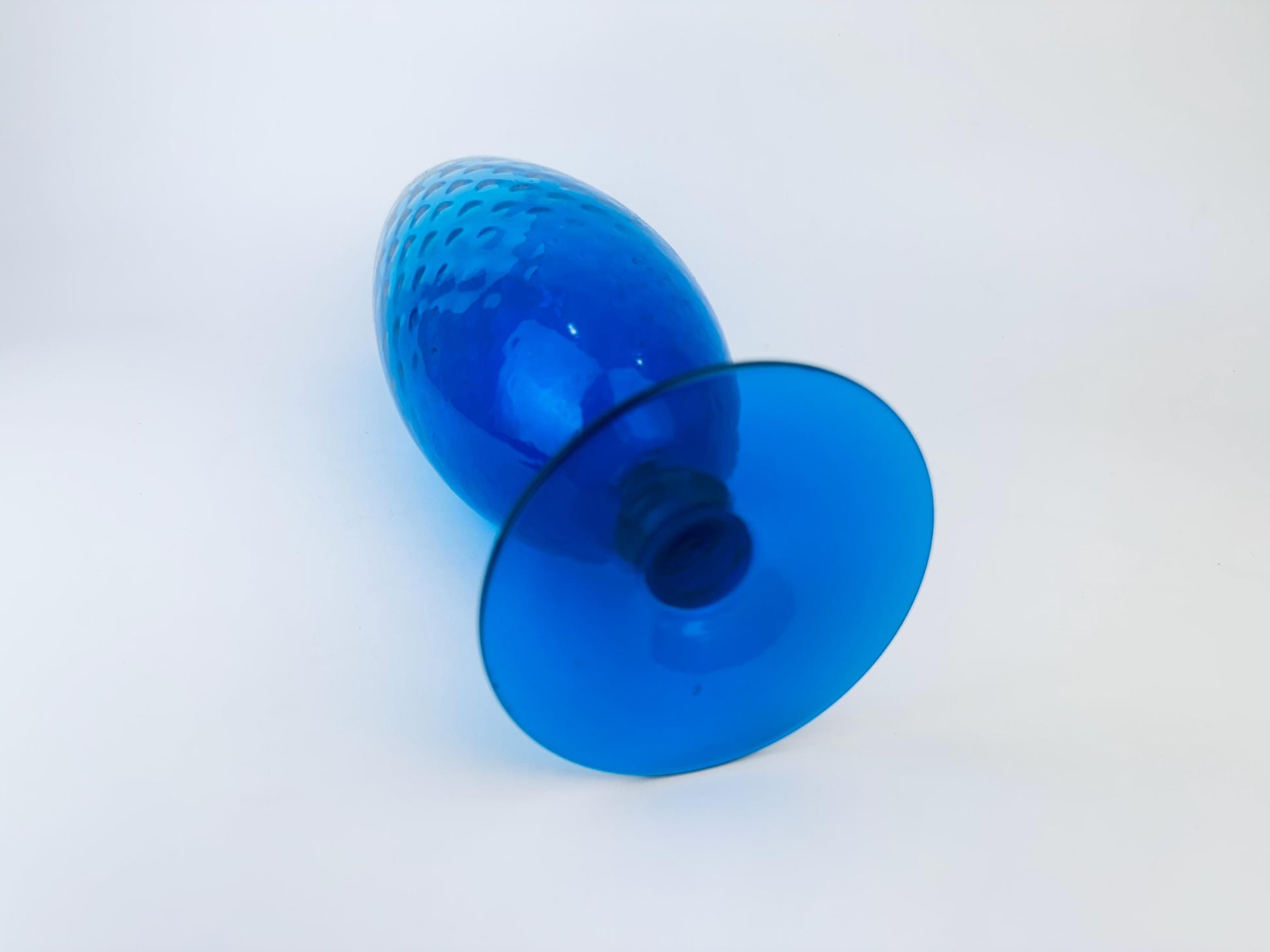 Product image for 'vintage tall italian empoli art glass footed pedestal vase cobalt blue diamond optic design made in italy' (view 64d73f)