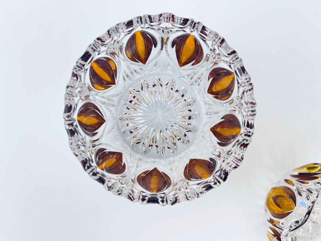 Product image for 'vintage cut crystal glass amber cream sugar bowl oval pattern made in western germany new old stock' (view ae5622)