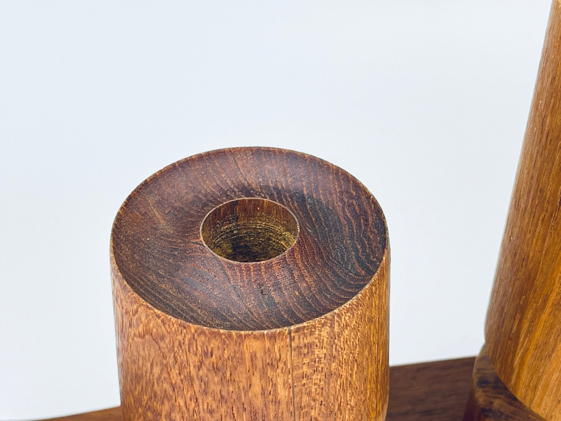 Product image for 'vintage mcm wooden candle holder centrepiece set of three 3 made in canada by north saskatchewan indians la ronge industry' (view 712ab9)