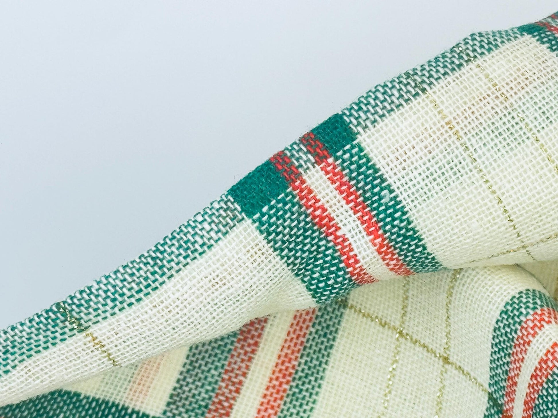 Product image for 'vintage square christmas plaid table cloth gold metallic stripe new old stock nos' (view 1dec90)
