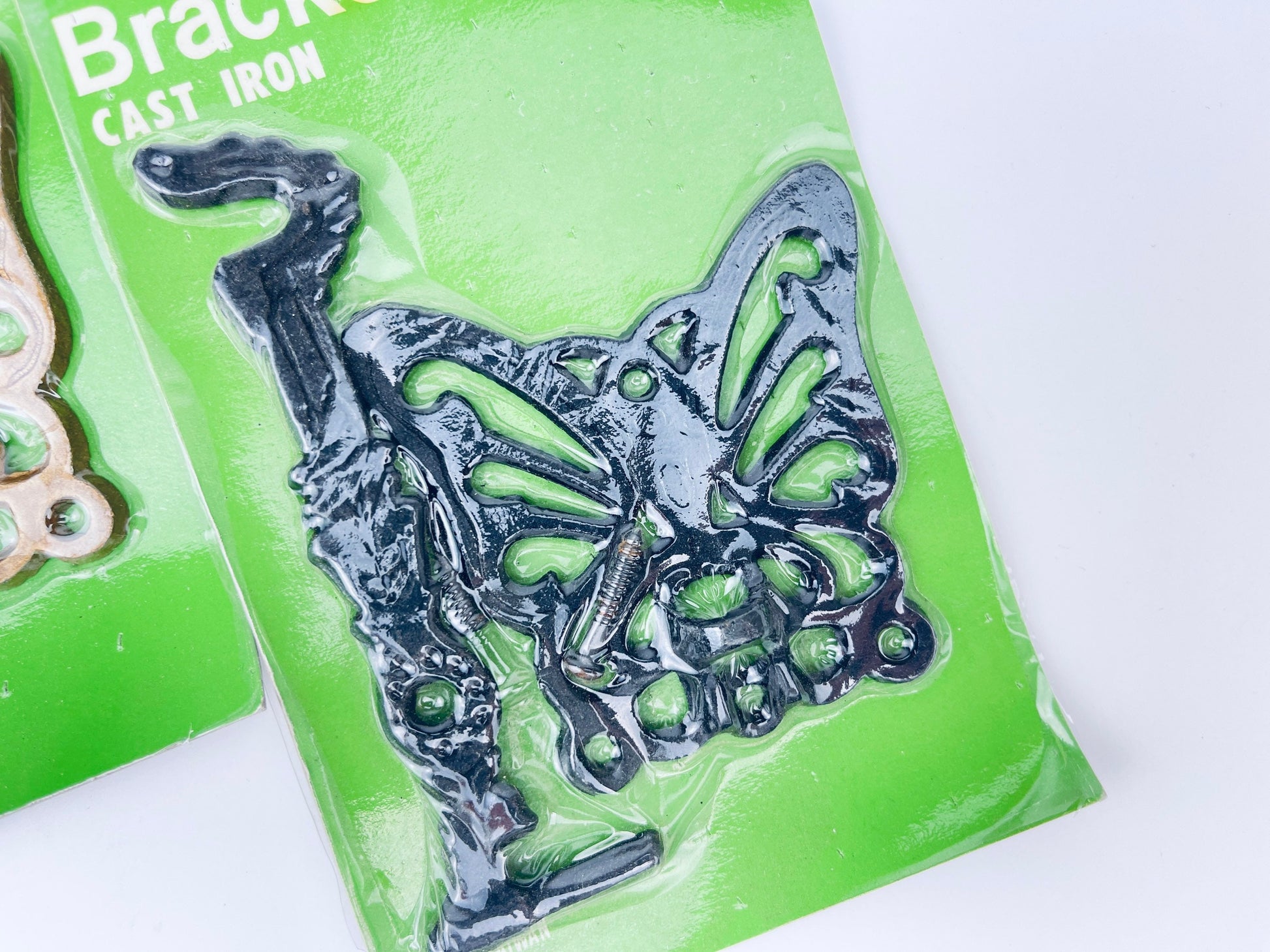 Product image for 'vintage cast iron butterfly swivel wall hanger bracket new old stock nos gold black colour options' (view d12583)
