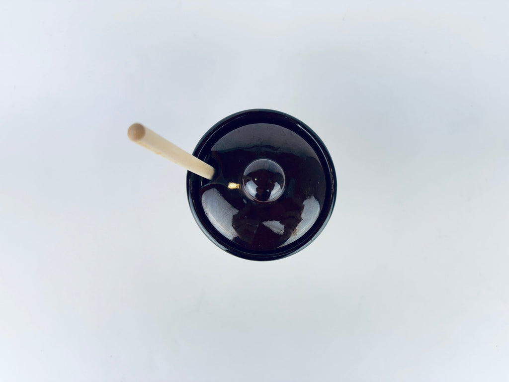 Product image for 'vintage glazed ceramic honey pot holder wooden honey dipper' (view 21be79)