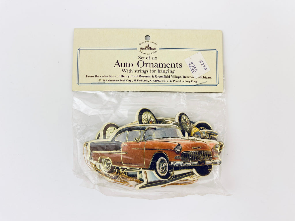 Product image for 'vintage auto christmas ornaments henry ford museum set of six 6 made in hong kong 1987 new old stock nos' (view 1b0495)