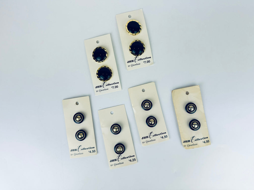 Product image for 'vintage jhb collection by countess black gold plastic metal button packs packs sold separately' (view 320f13)