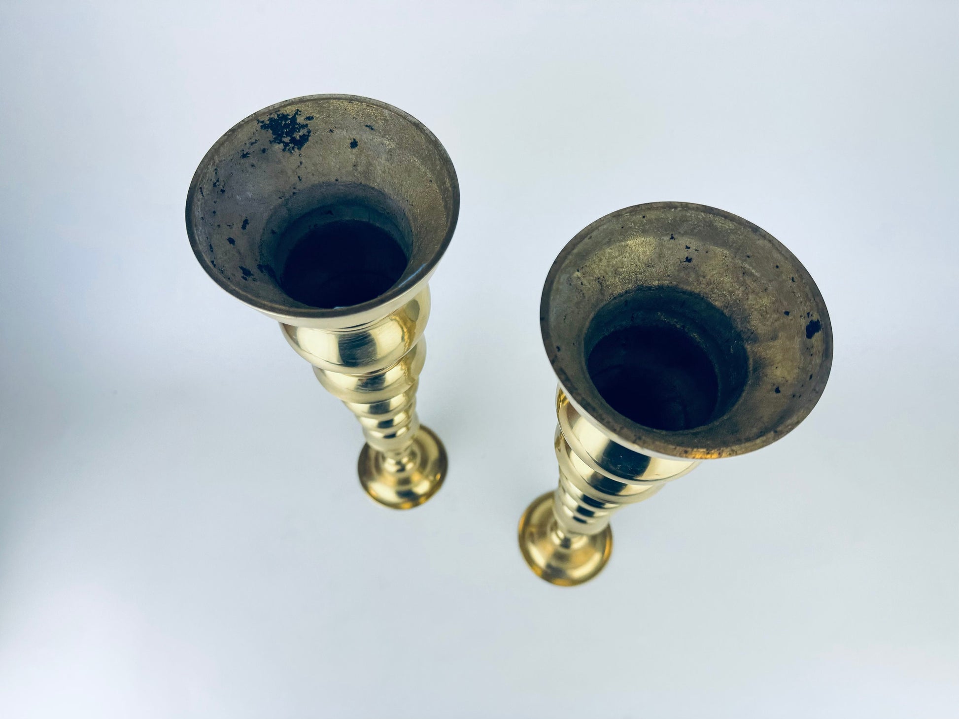Product image for 'vintage tall 14 solid cast brass tapered curvy candle stick holders set of two 2' (view 785cca)