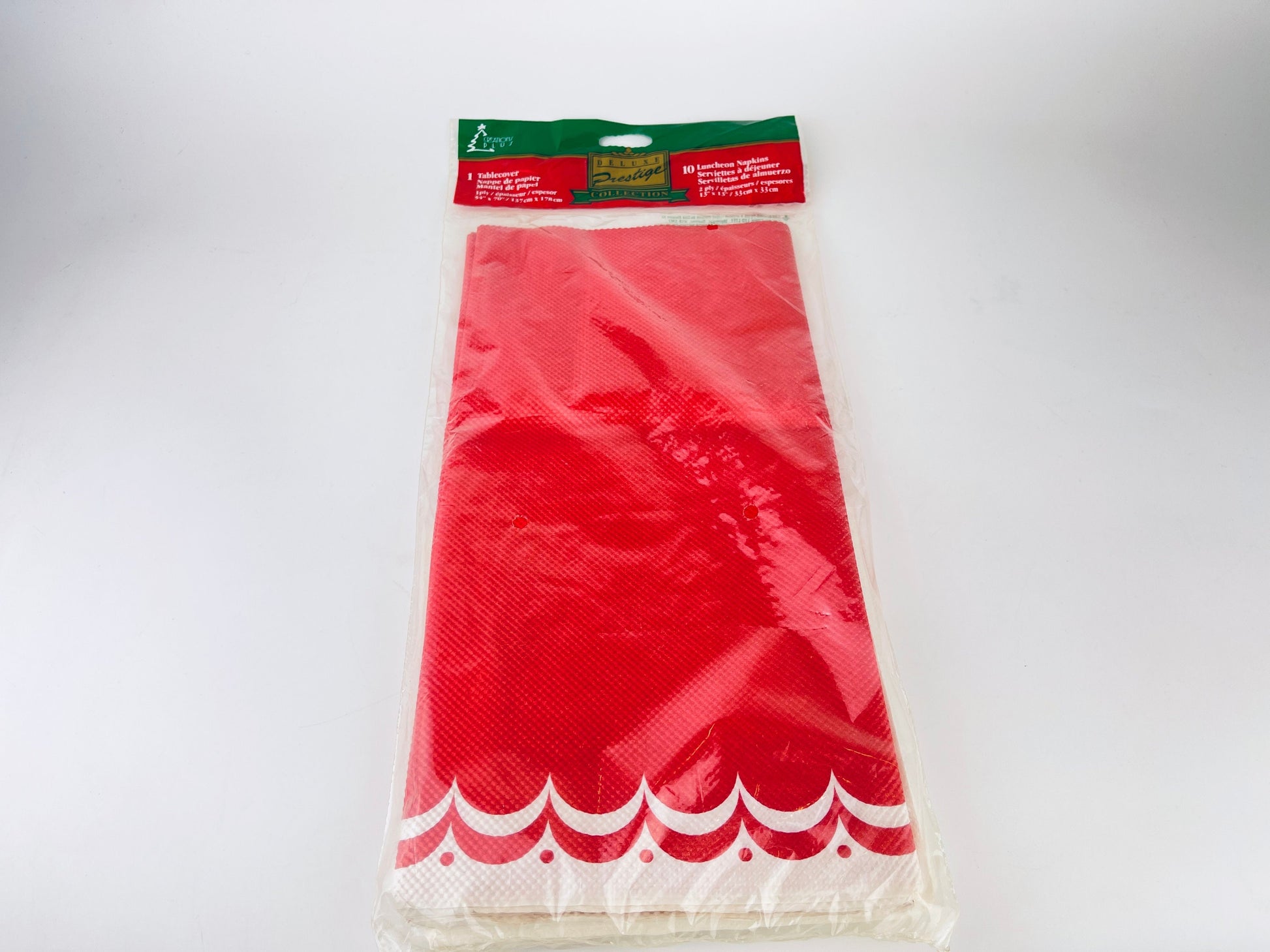 Product image for 'vintage rectangular paper christmas tablecloth napkin set 54 x 70 new old stock nos made in canada' (view c02a6b)