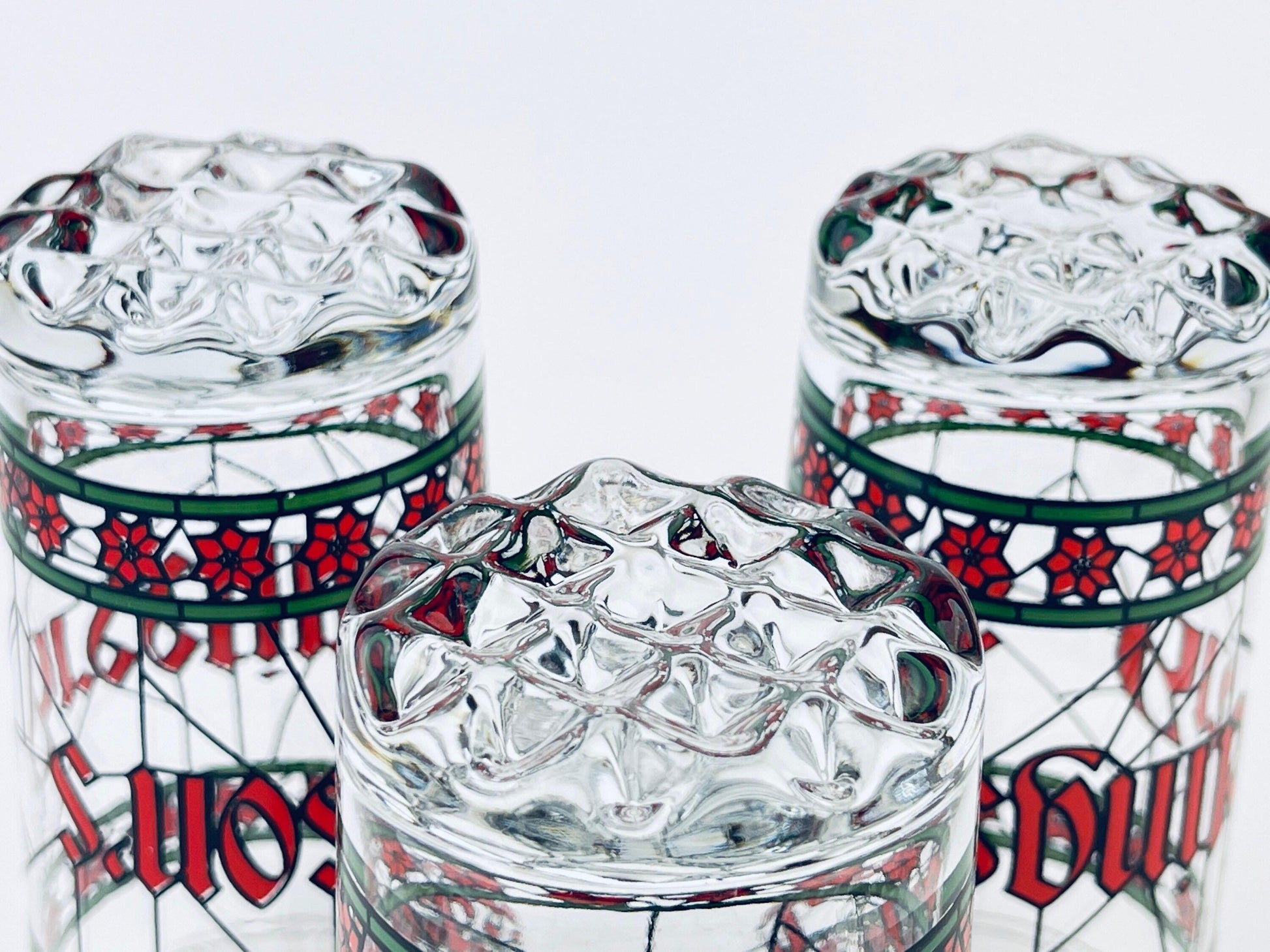 Product image for 'vintage houze season s greetings stained glass tumblers sets sold separately' (view 21ec18)