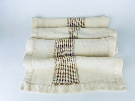Product image for 'vintage beige brown embroidered woven table runner centerpiece 70s table linen decor 12 x 34' (view 83791b)