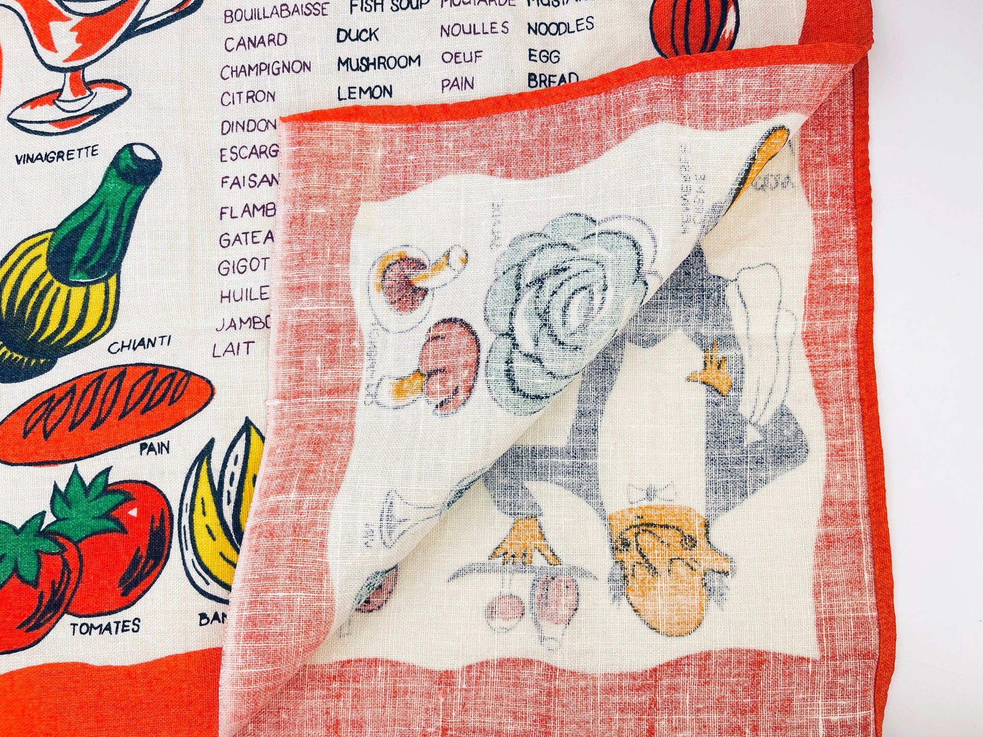 Product image for 'vintage menu dictionnaire linen tea towel statement towel en francais sold separately' (view 252b35)
