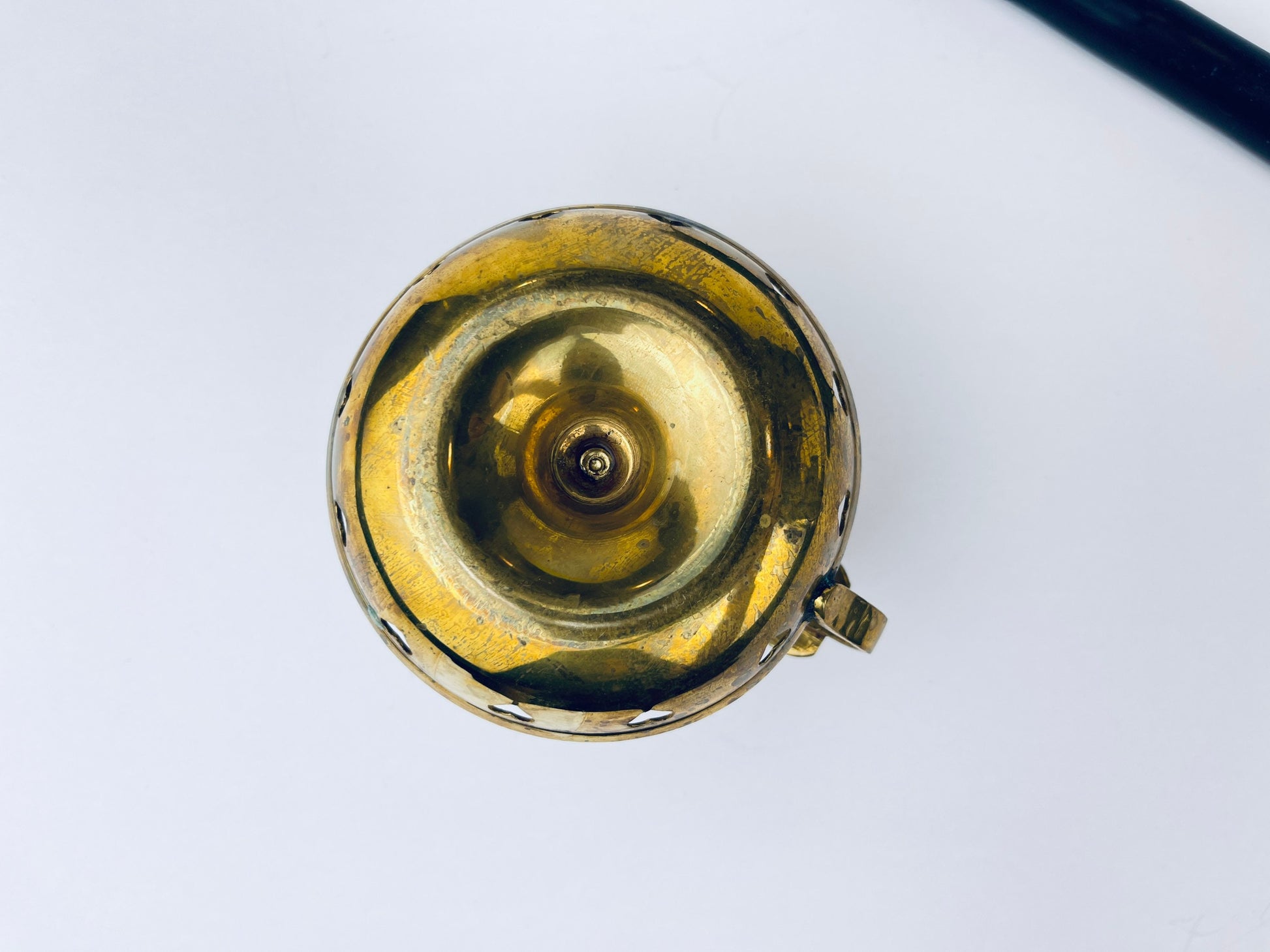 Product image for 'vintage brass heart chamber candlestick holder attractive aged metal patina' (view e47b6e)