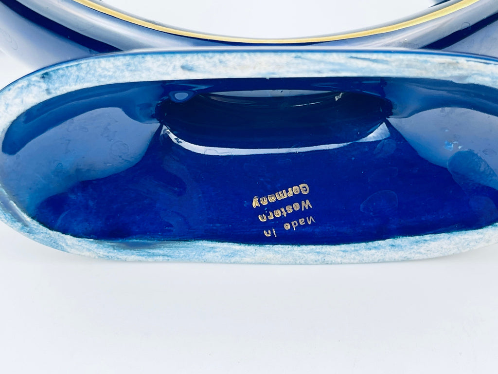 Product image for 'vintage cobalt blue gold porcelain dual candlestick holder made in west germany' (view 3e48a0)