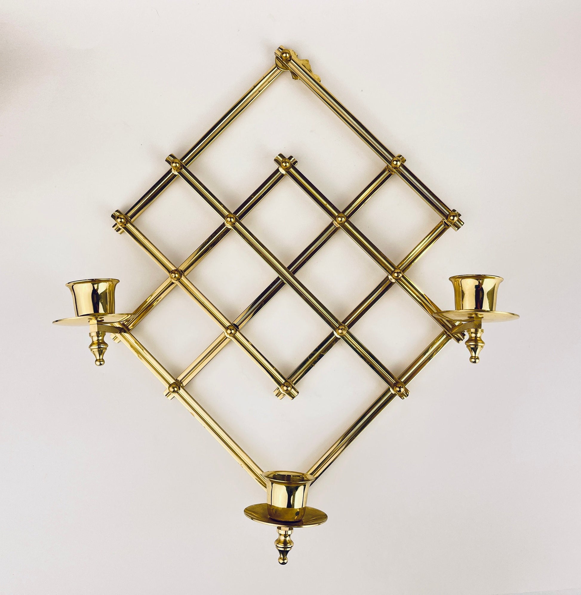 Product image for 'vintage wall mounted brass candlestick holders collapsible attractive aged patina' (view 45fc5b)
