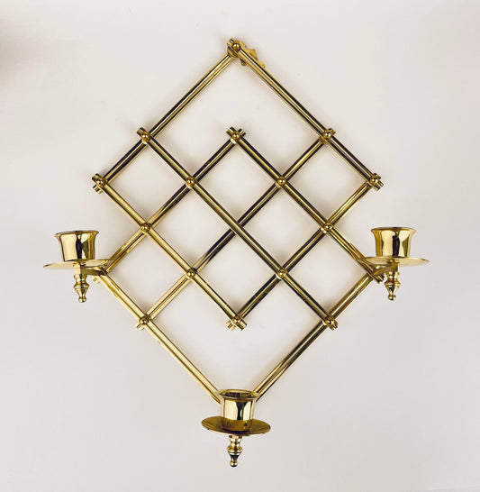 Product image for 'vintage wall mounted brass candlestick holders collapsible attractive aged patina' (view 45fc5b)