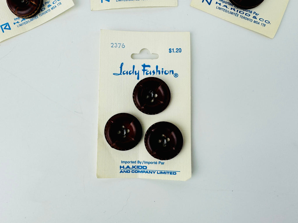 Product image for 'vintage lady fashion brown leather button packs packs sold separately' (view 23da91)