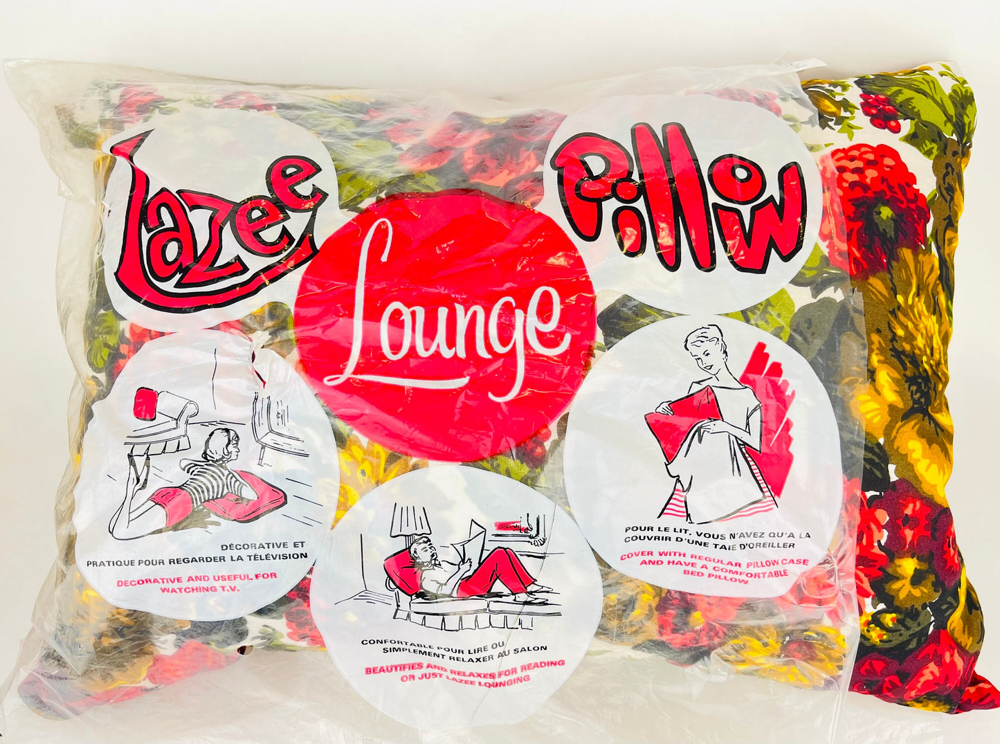 Product image for 'vintage rectangular down filled floral pillow lazee lounge new old stock nos' (view a0ccd7)