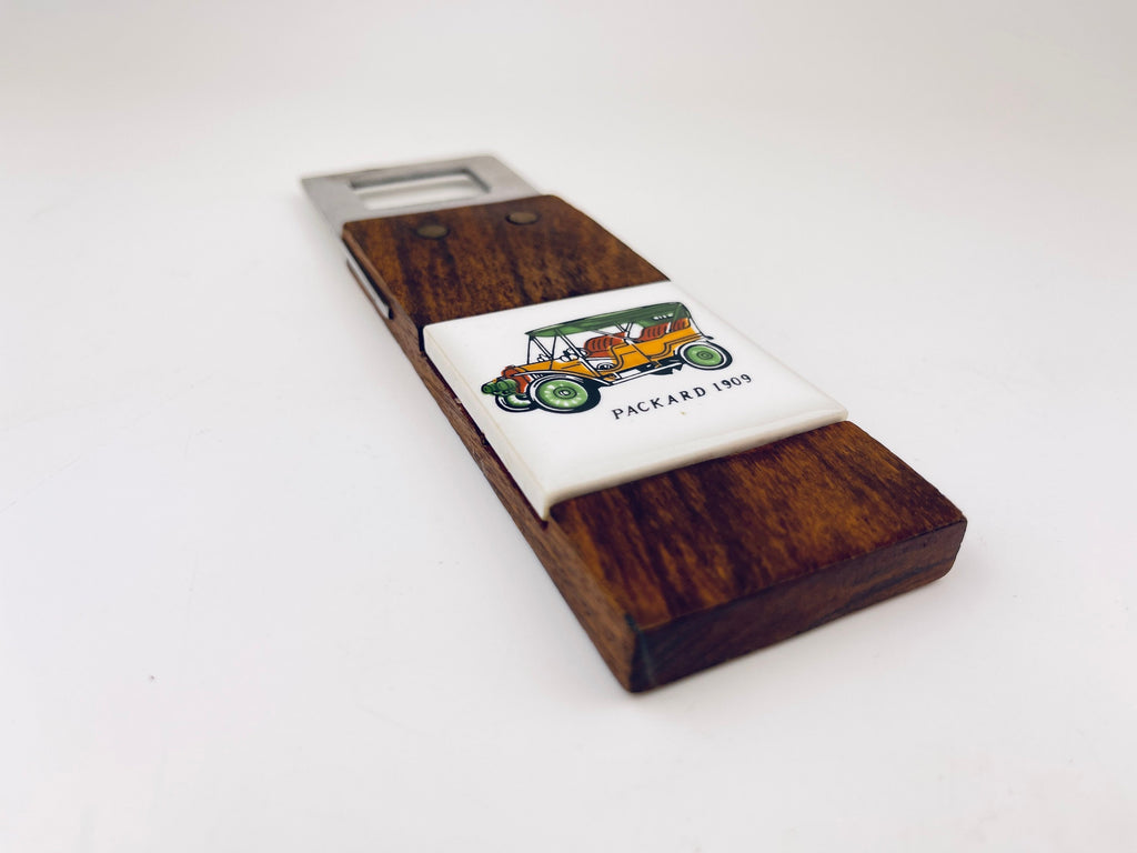 Product image for 'vintage packard 1909 wood stainless steel bottle opener made in japan' (view 7fef44)