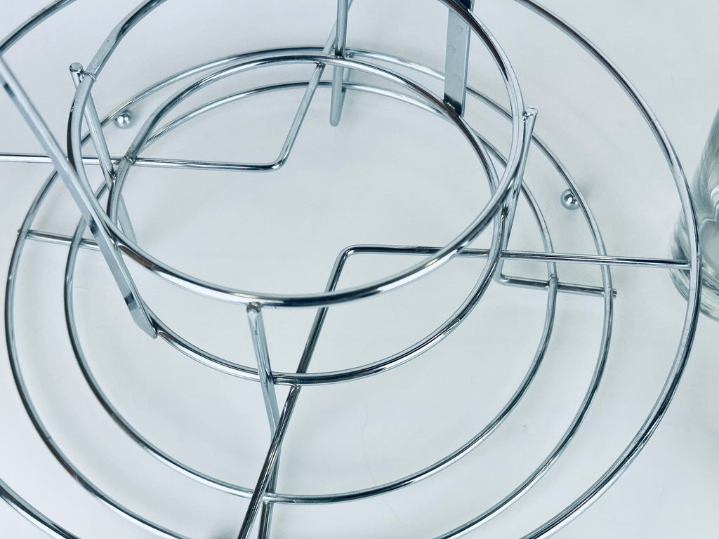 Product image for 'vintage dorothy thorpe silver fade barware set 8 glasses ice bucket chrome caddy' (view b25b10)