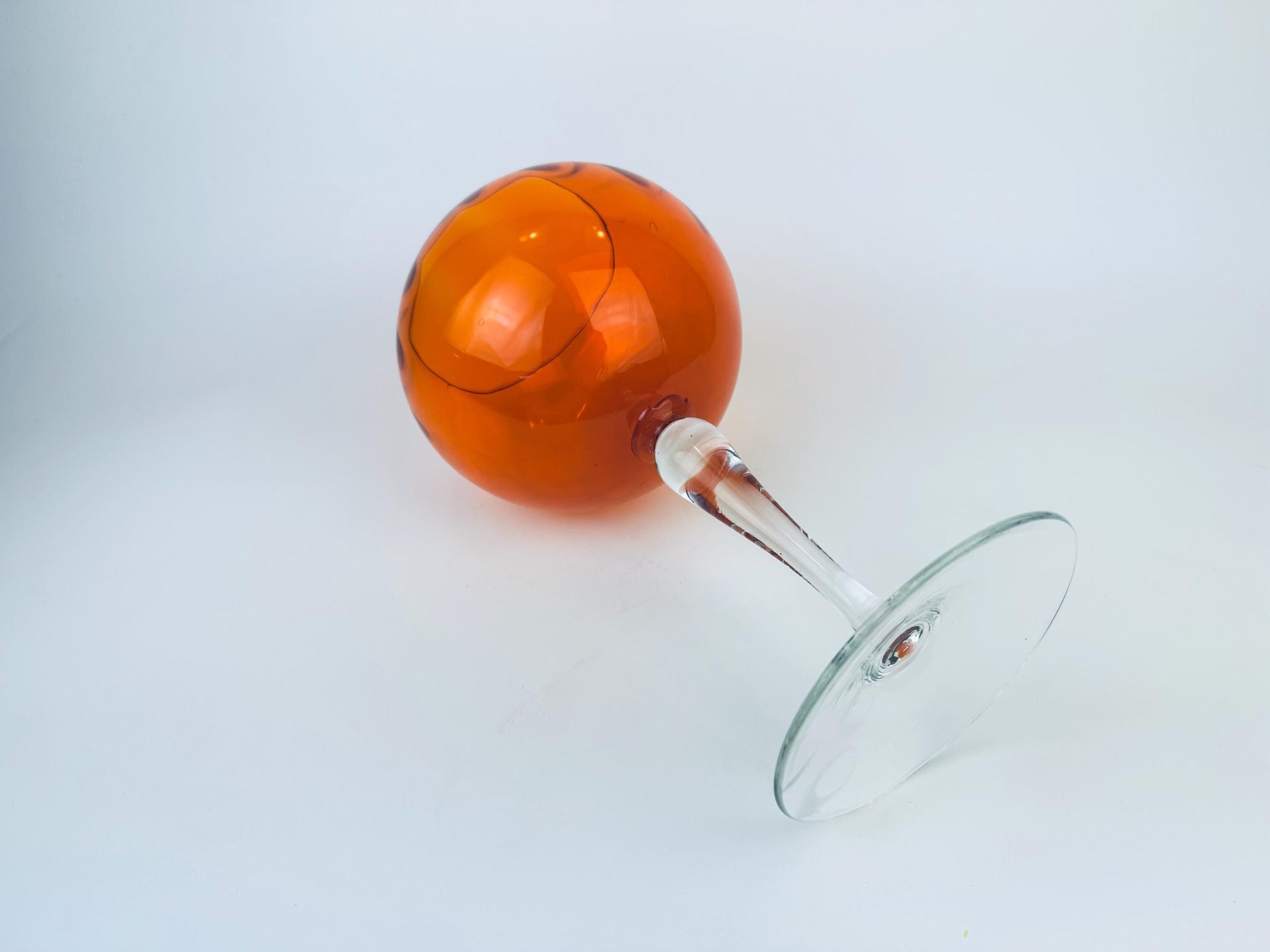 Product image for 'vintage orange pumpkin balloon italian empoli art glass footed bowl vase halloween candy bowl made in italy' (view d8e74f)