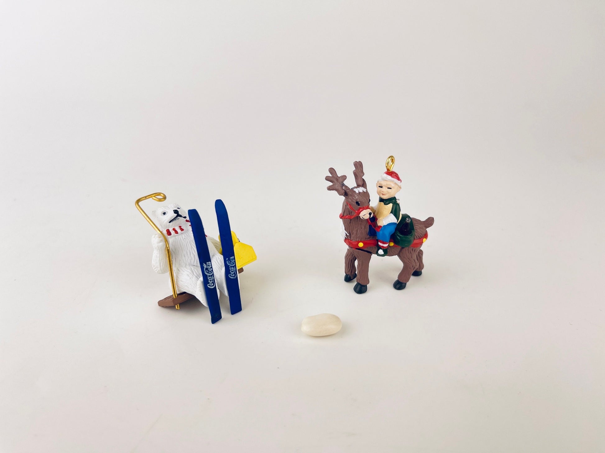 Product image for 'vintage coca cola christmas tree ornaments trim a tree collection 1996 set of two 2 skiing bear elf reindeer' (view 4b5163)