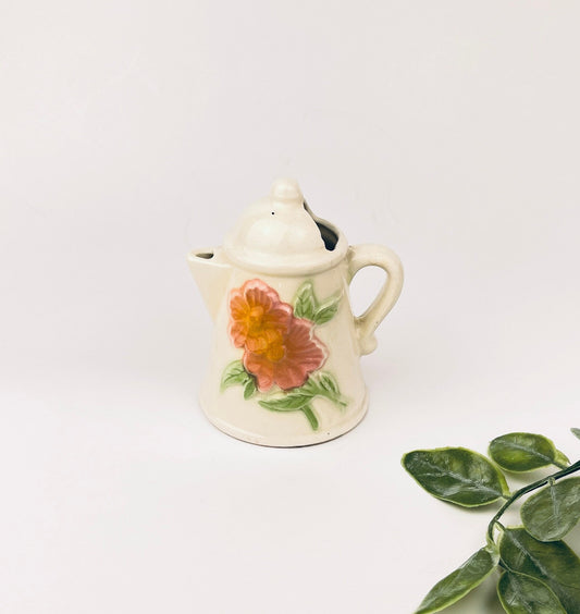Product image for 'vintage pink floral ceramic watering jug with elegant crazing shabby chic garden accent' (view 5da56f)