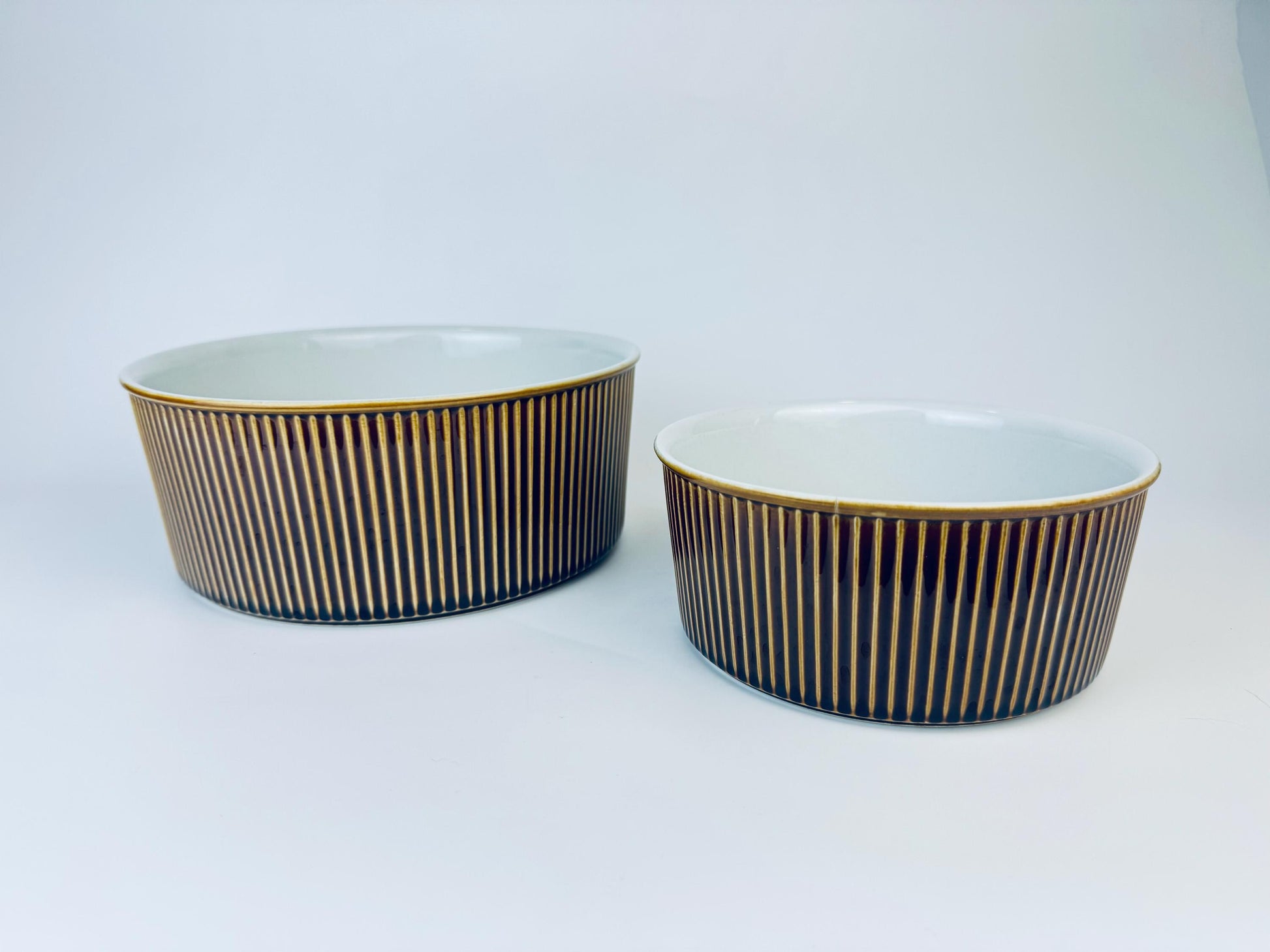 Product image for 'vintage villeroy boch rubbed brown glazed souffle casserole dish made in luxembourg sold separately' (view 951992)