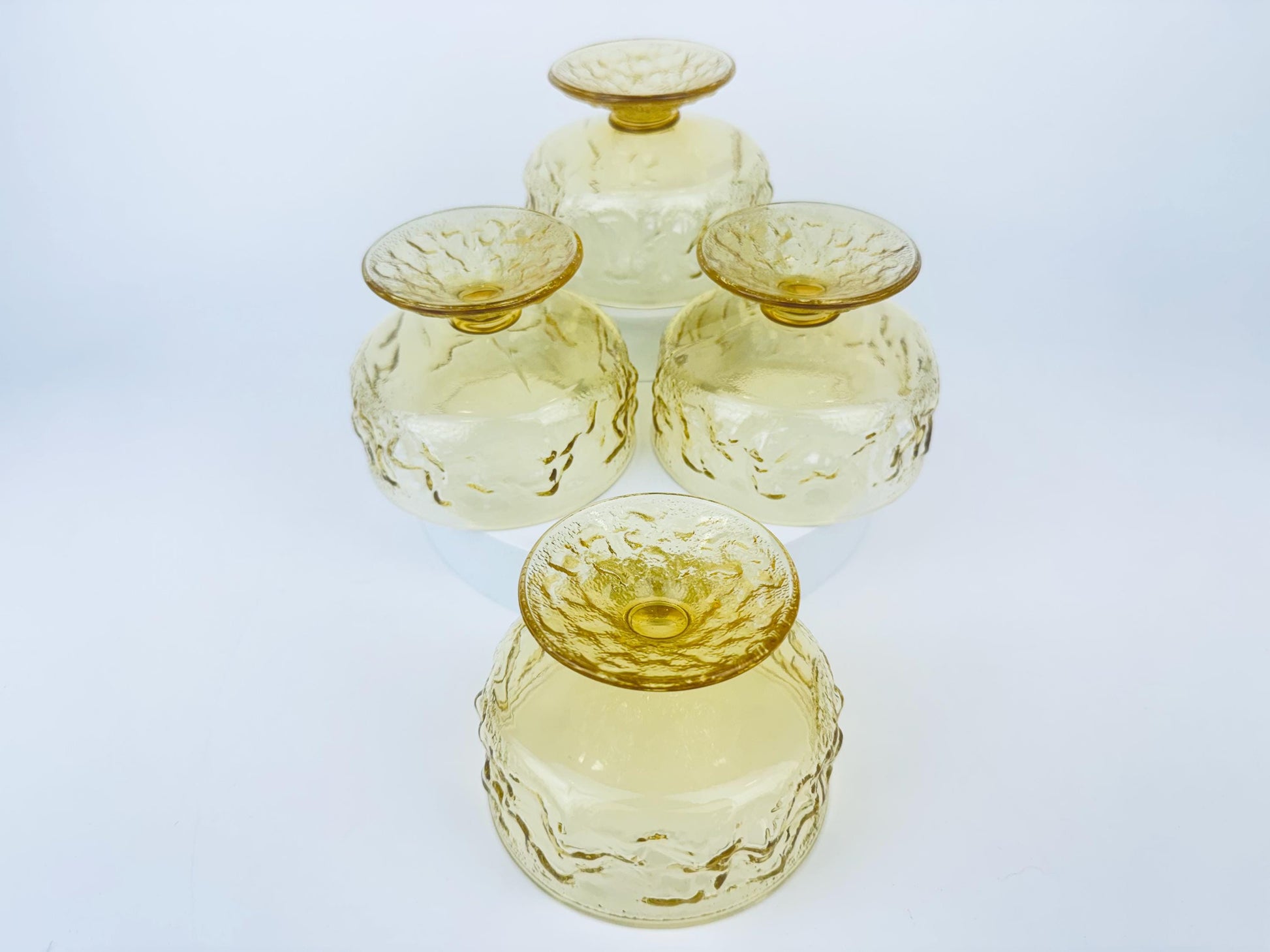 Product image for 'vintage amber anchor hocking crinkle lido milano footed sherbet glasses set of four 4' (view 211426)