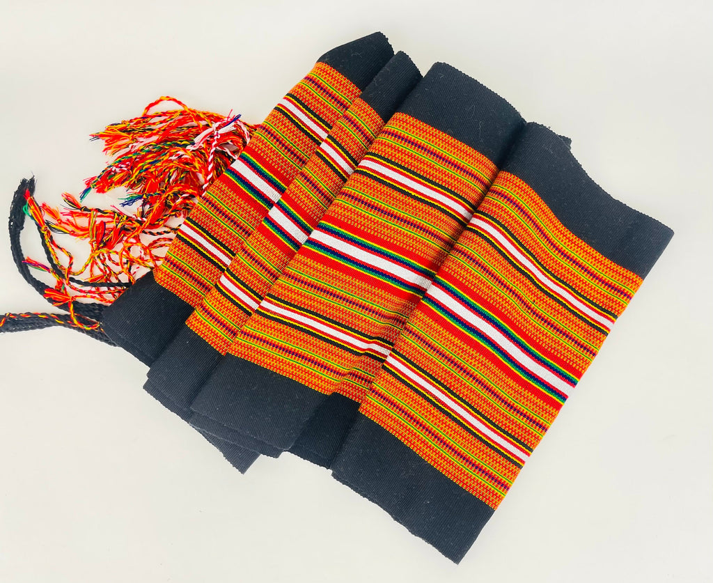 Product image for 'vintage 70s rectangular striped fringe table runner' (view af6eda)