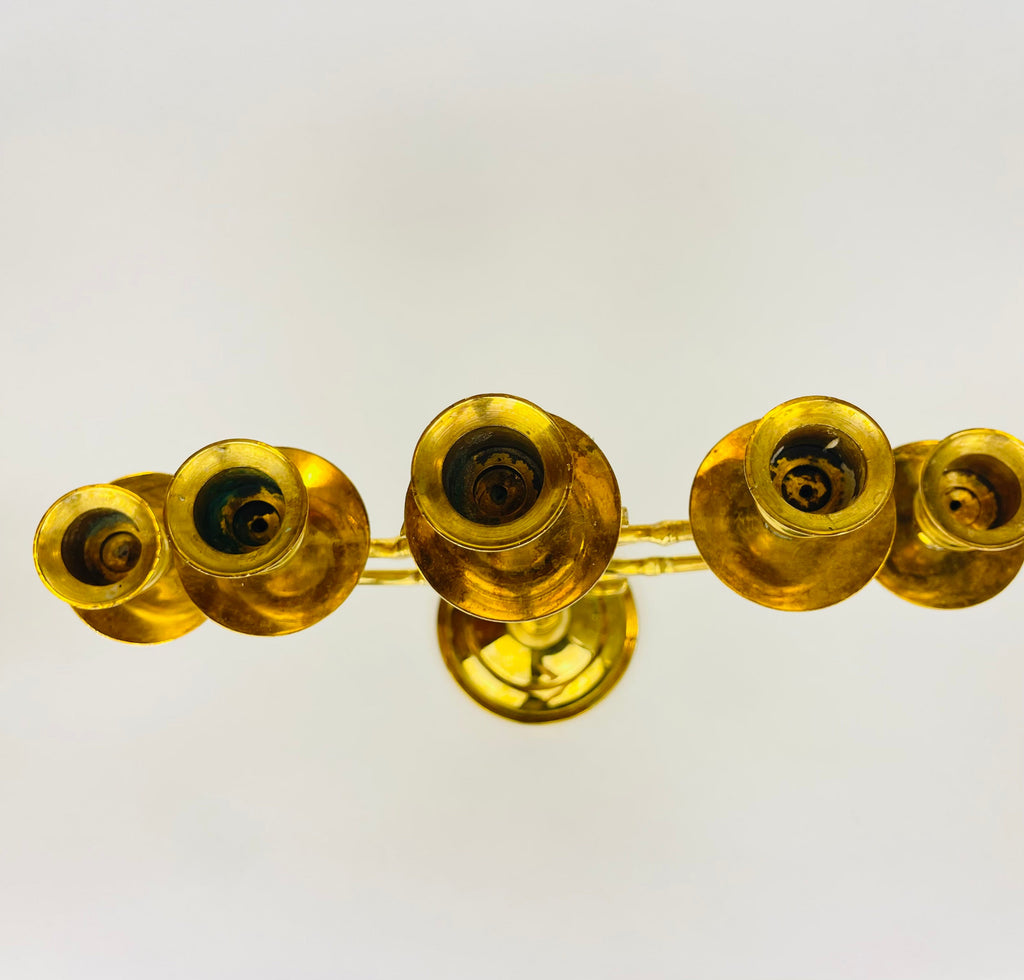 Product image for 'vintage brass candelabra five candlestick holder' (view ad7044)