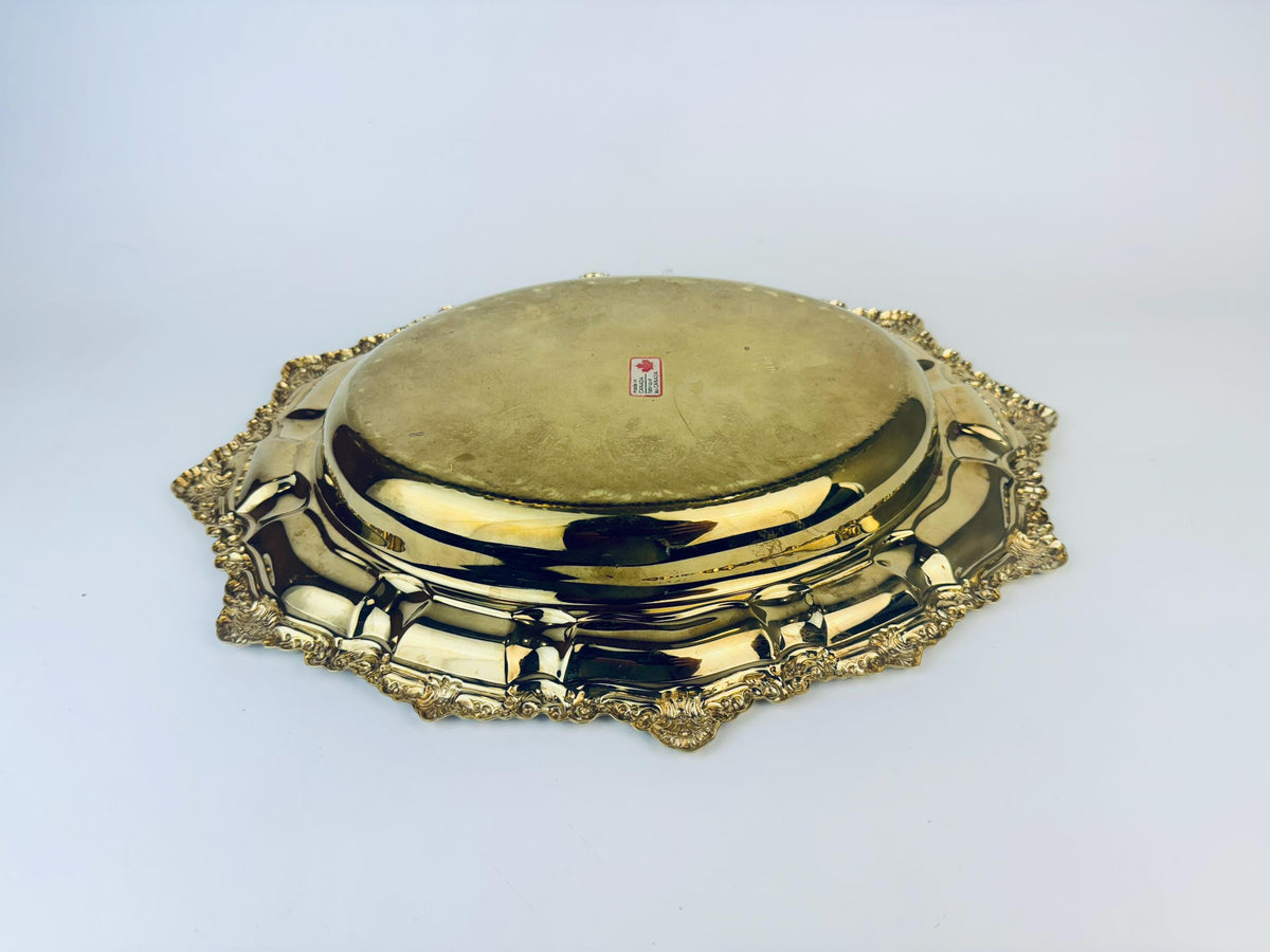 Product image for 'vintage viking plate ornate oval solid brass bowl made in canada' (view dd6437)