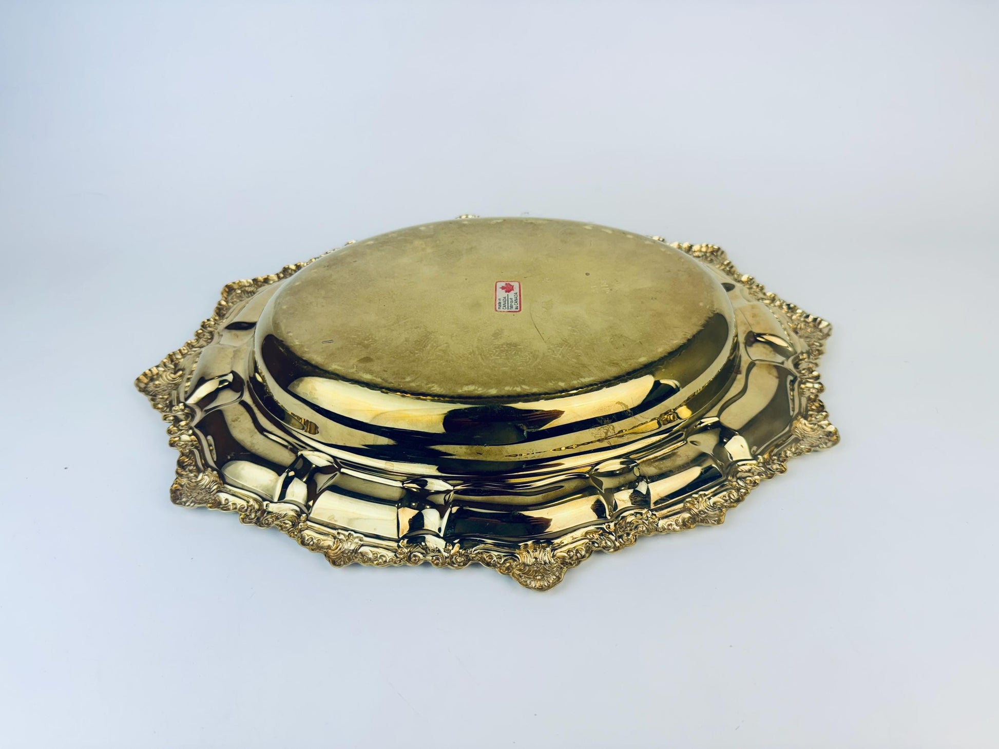 Product image for 'vintage viking plate ornate oval solid brass bowl made in canada' (view dd6437)