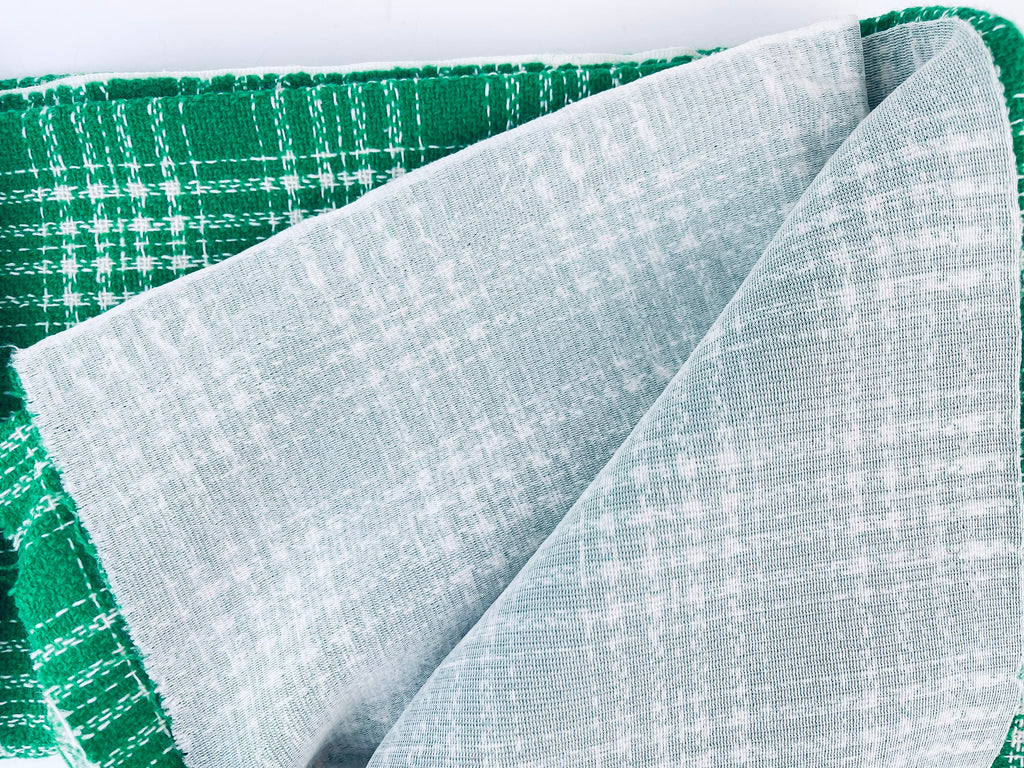 Product image for 'vintage green white plaid fabric 42 x 60' (view c9178f)