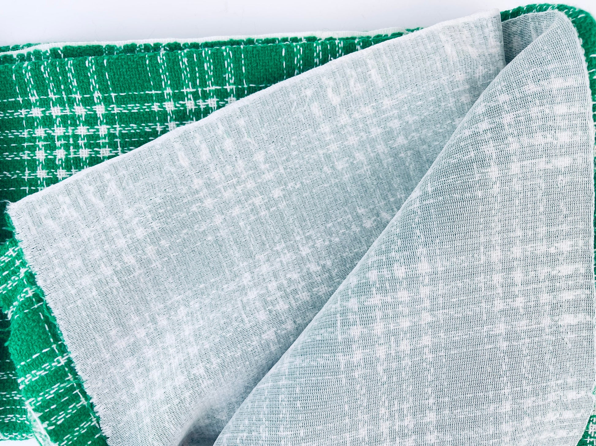 Product image for 'vintage green white plaid fabric 42 x 60' (view c9178f)