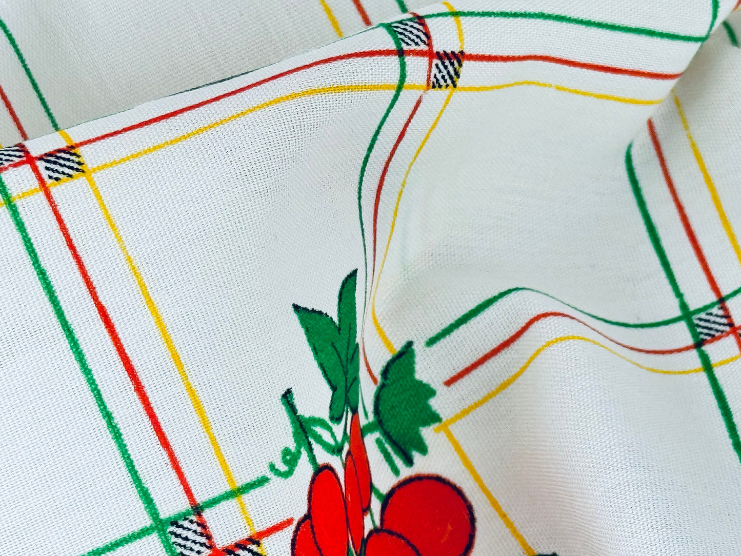 Tissu à carreaux vintage à motif de fruits - 122 x 122 cm - Matériel de pique-nique