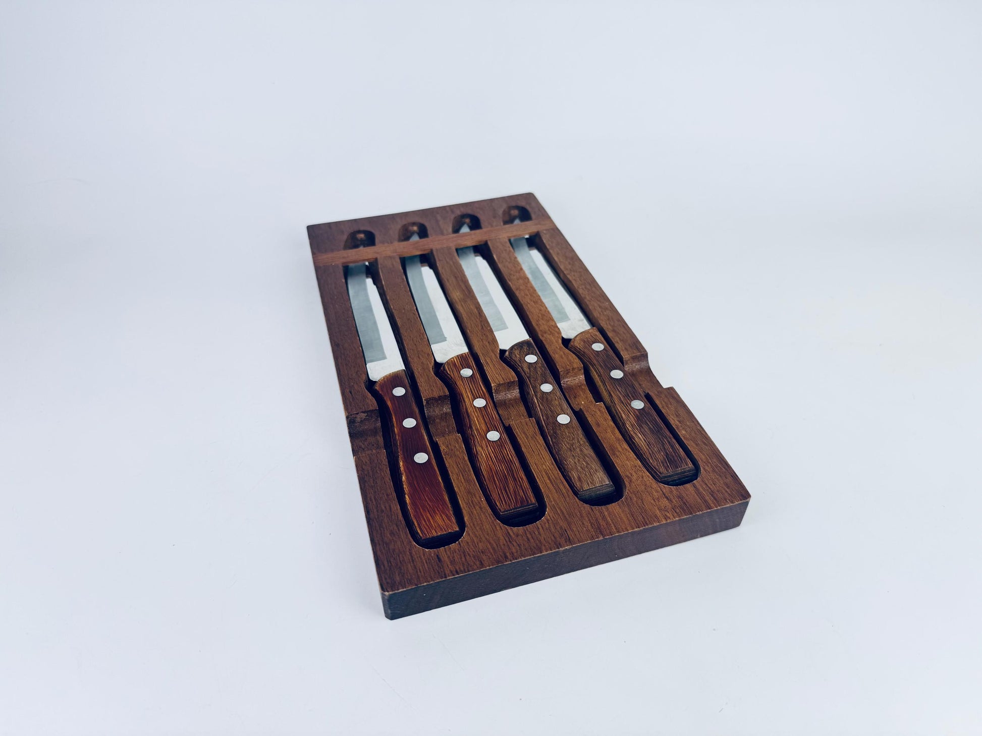 Product image for 'vintage japanese stainless steel wood knife set set of 4 wall mount block' (view f9413f)