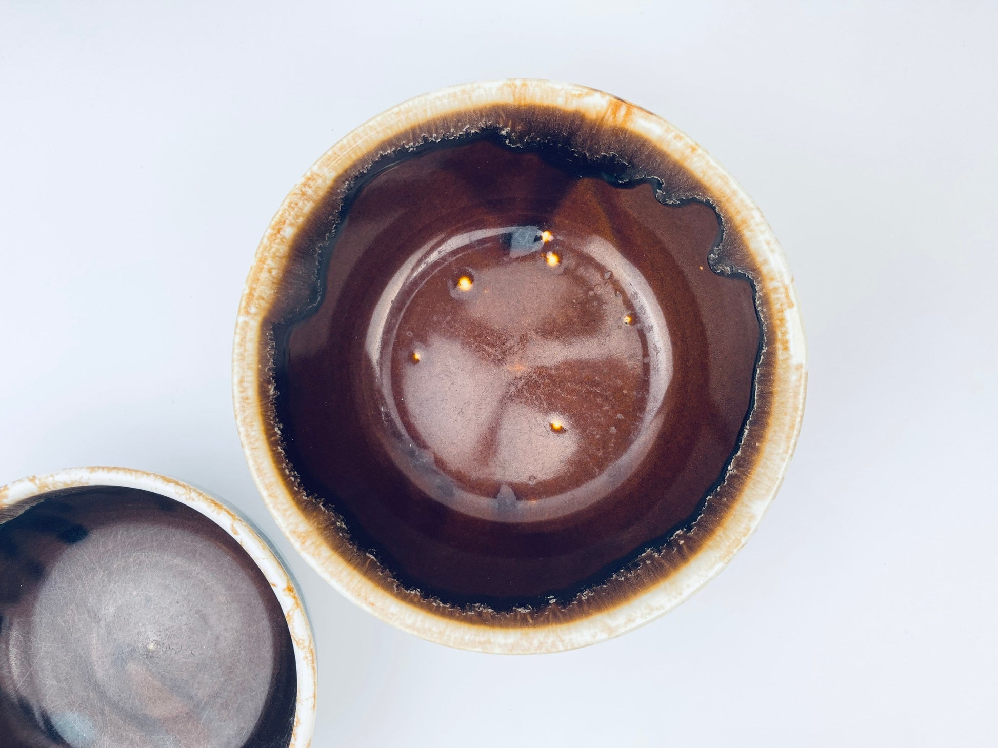 Product image for 'vintage ceramic brown drip glazed usa nesting bowls set of two 2 california pottery' (view 1ecb71)